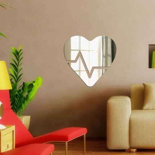 Adesivo de parede Espelho Decorativo Coração Beats
