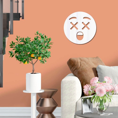 Adesivo de parede Espelho Decorativo Emoji Assustado