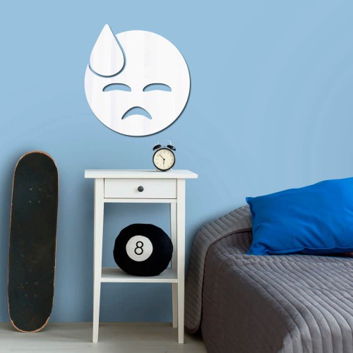 Adesivo de parede Espelho Decorativo Emoji Cansado