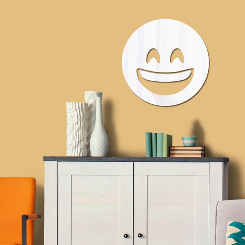 Adesivo de parede Espelho Decorativo Emoji Feliz