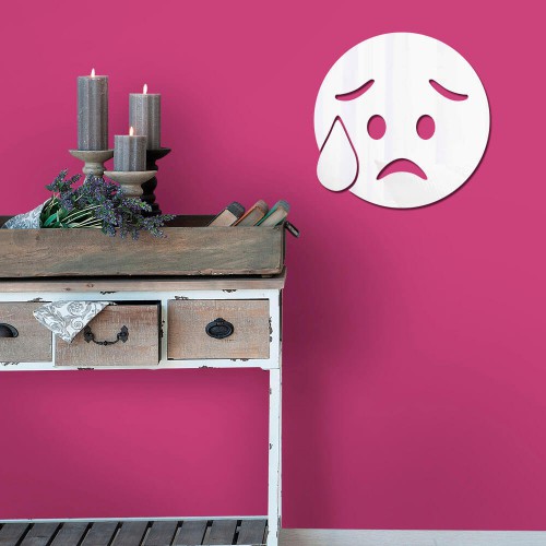 Adesivo de parede Espelho Decorativo Emoji Preocupado
