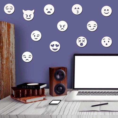 Adesivo de parede Espelho Decorativo Kit Emojis