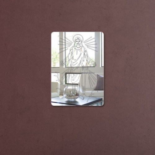 Adesivo de parede Espelho Decorativo Placa Imagem de Jesus Cristo