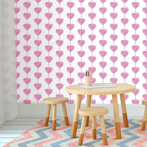 Adesivo de parede Papel de Parede Heart Curtain Pink