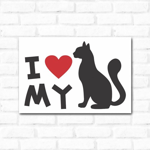 Adesivo de parede Placa Decorativa I Love My Cat
