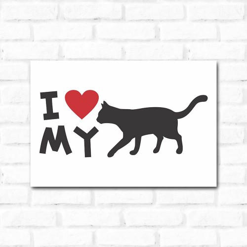 Adesivo de parede Placa Decorativa I Love My Cat2