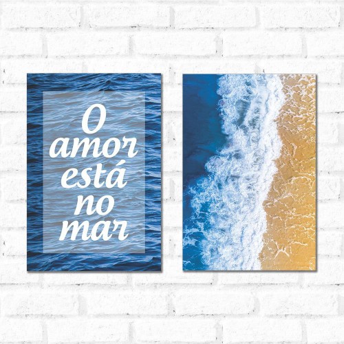 Adesivo de parede Placa Decorativa Kit O Amor Esta No Mar