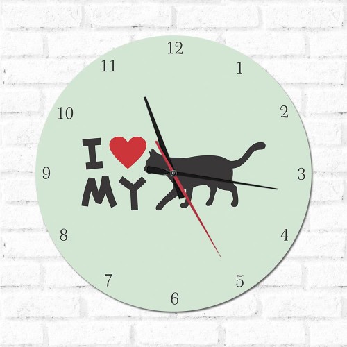 Adesivo de parede Relógio Decorativo I love My Cat2