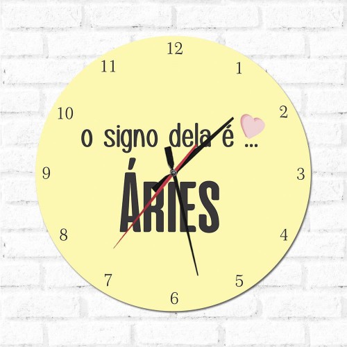 Adesivo de parede Relógio Decorativo O Signo dela é Aries