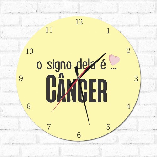 Adesivo de parede Relógio Decorativo O Signo dela é Câncer