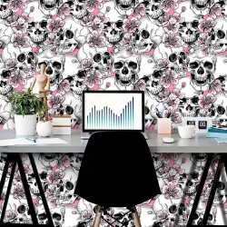 Papel de Parede Skull With Pink Cherry
