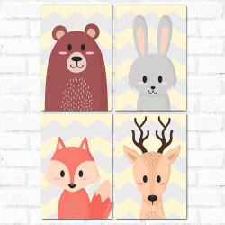 Placa Decorativa Kit Animals Cute