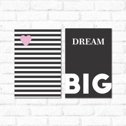 Placa Decorativa Kit Dream Big Listras